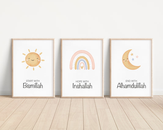 Poster-Bundle "Bismillah, Inshallah, Alhamdulillah"